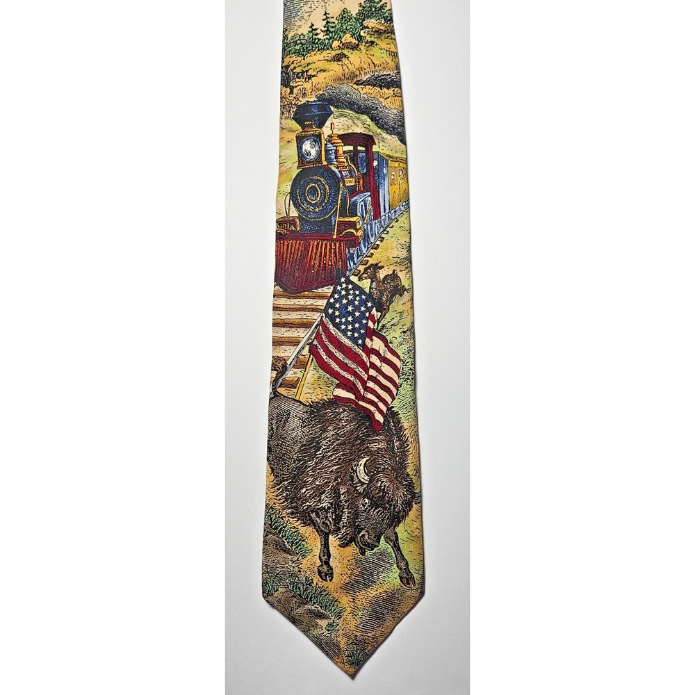 Tango by Marc Raab Americana Union Pacific Blazing‎ Westward 1889 Tie Vintage
